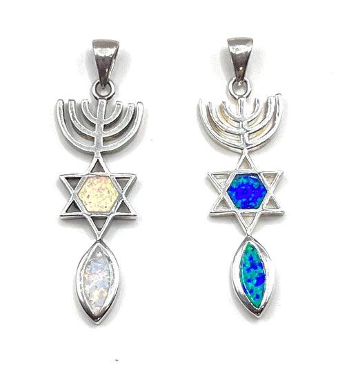 Sterling Silver With Opal Grafted In Pendant